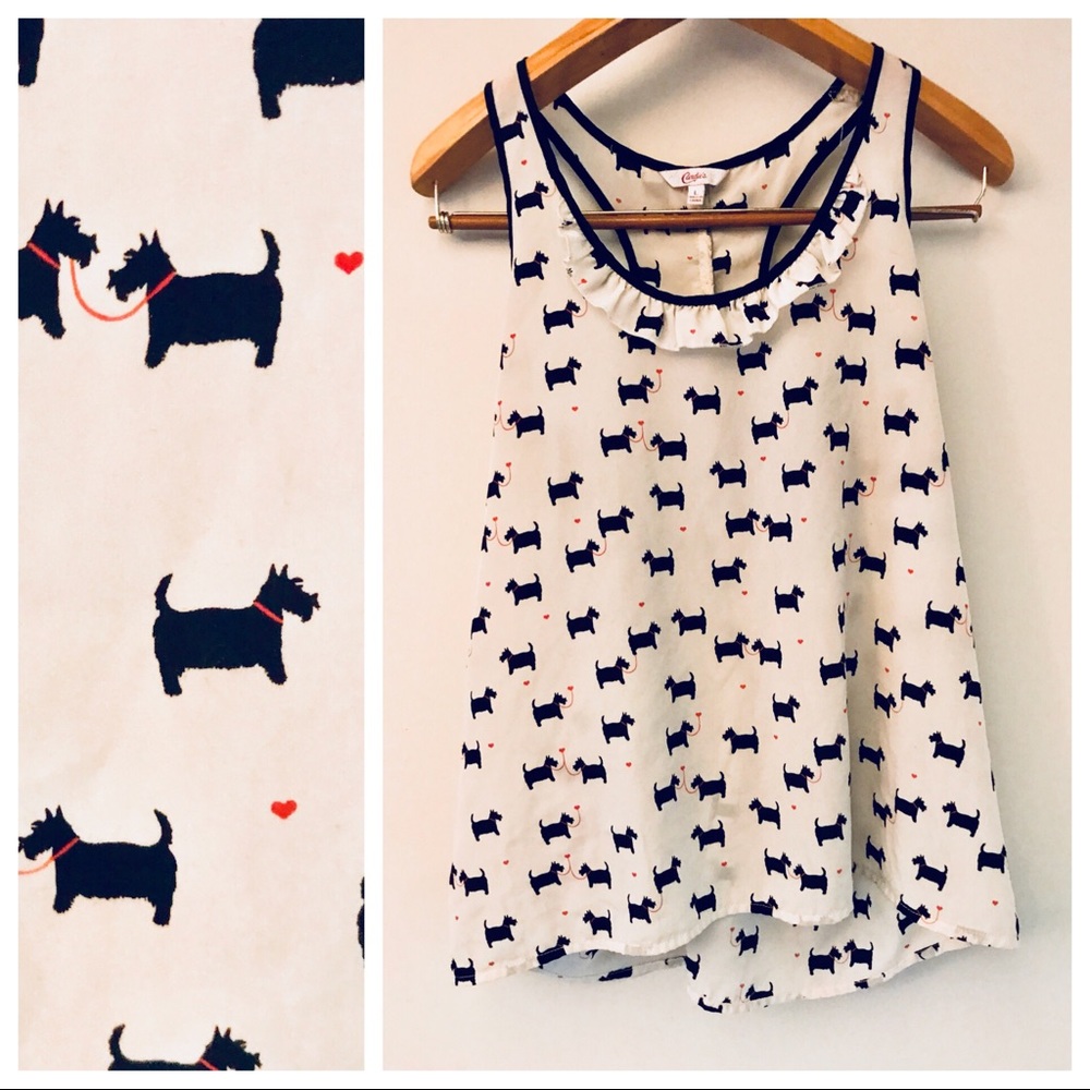 Candie’s scottie dog tank with ruffle detail sz L